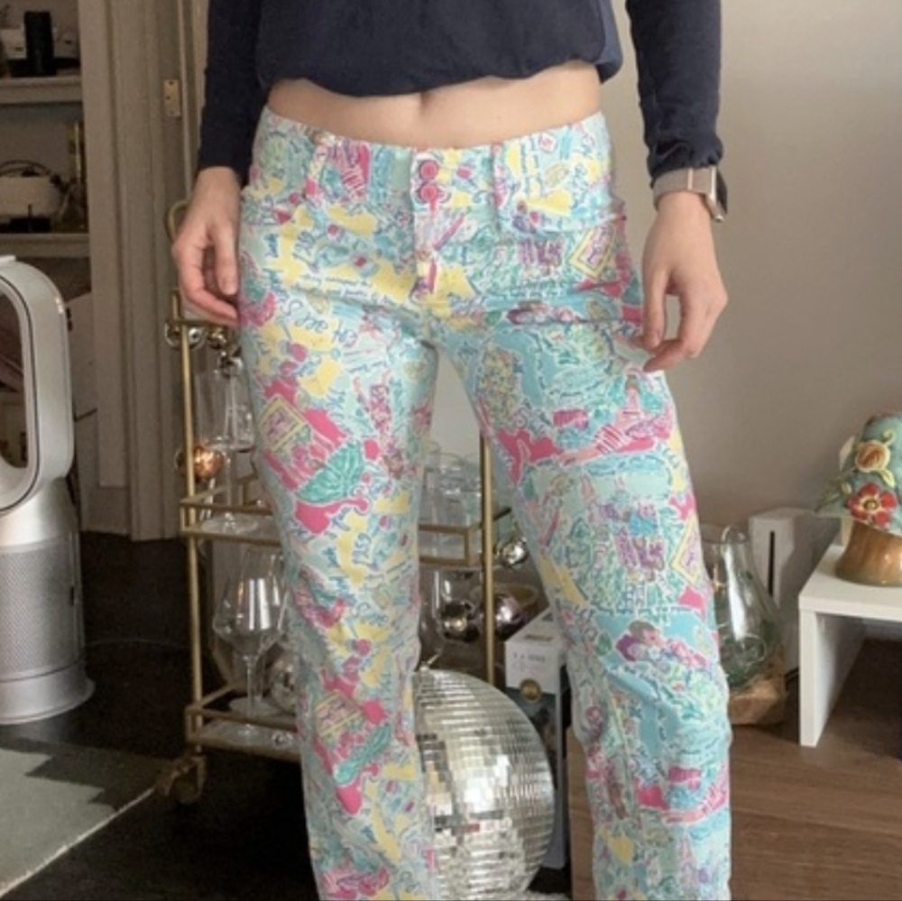 Lilly Pulitzer Worth Straight Leg Jeans "Juice Stand" Sz 10
